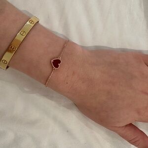 Rose Gold Red carnelian Heart Bracelet